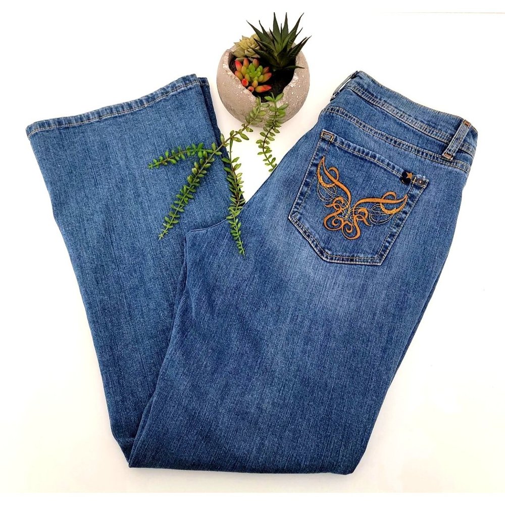 Jeanstar Vintage Y2K Gold Embroidered Bootcut Jeans Size 8P